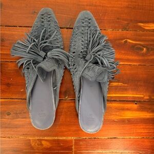 Zara Light Blue Fringe Mules